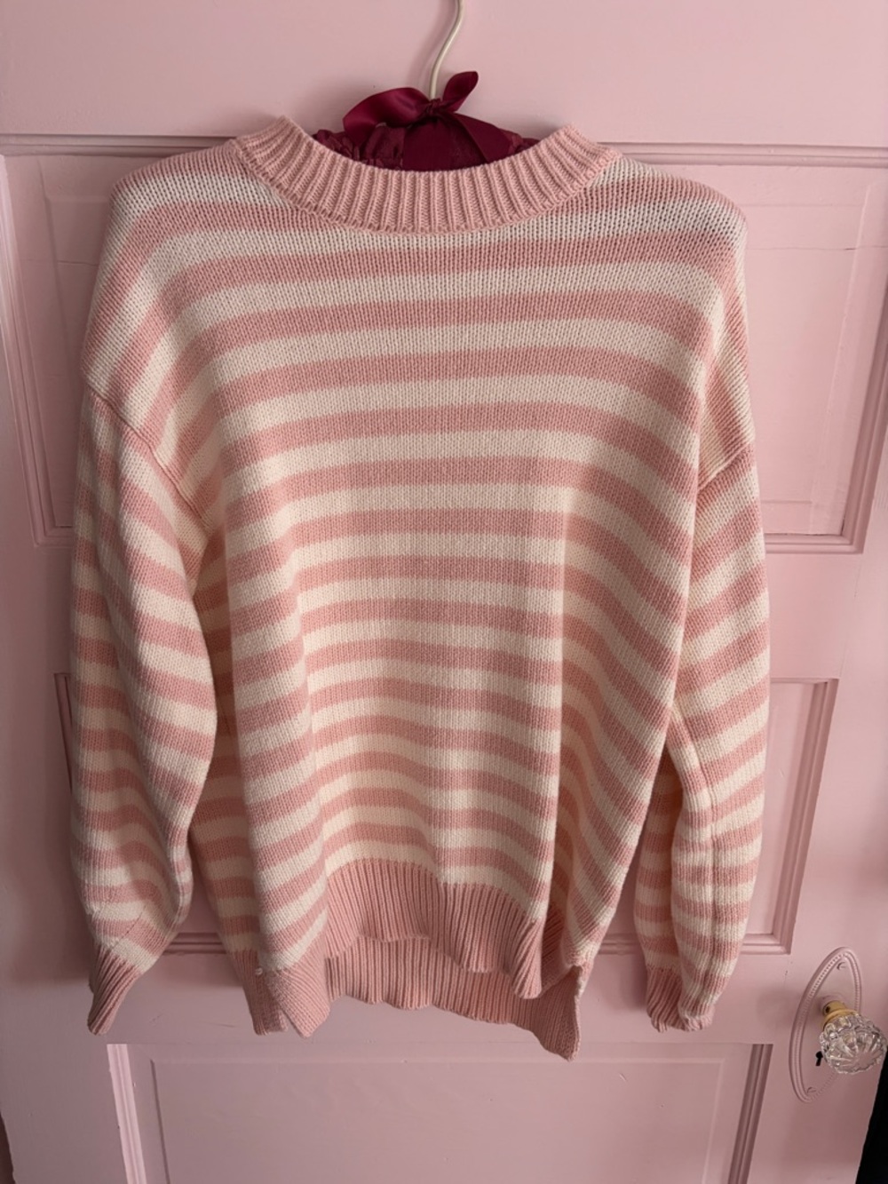 Jessica Simpson Pink & White Striped Crewneck Sweater